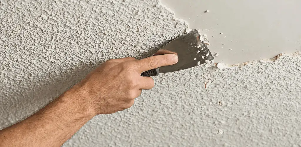Popcorn ceiling removal scraping off textured ceiling finish in Cincinnati, OH