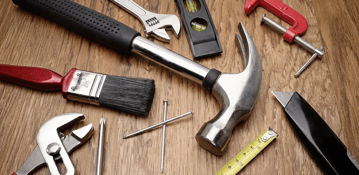 Handyman tools laid out for home repair and maintenance work in Cincinnati, OH