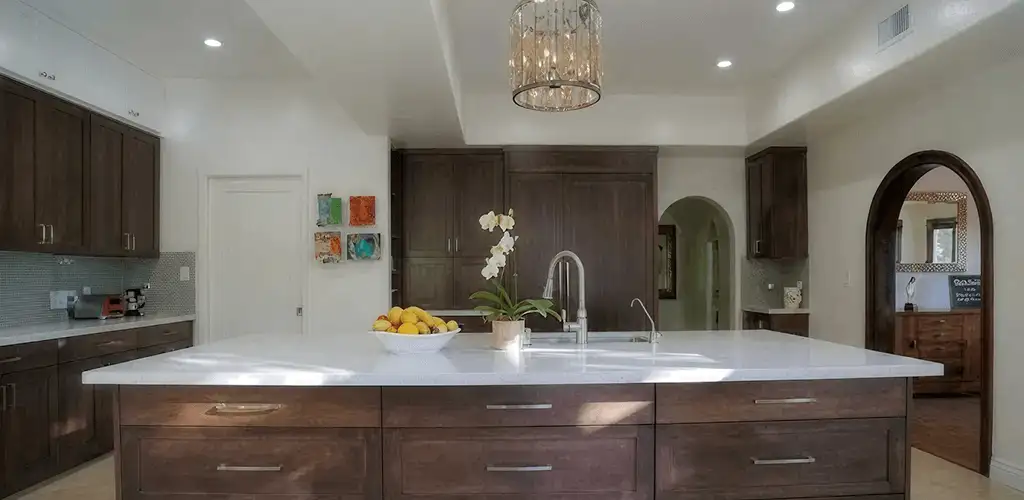 Cabinet refacing project with updated kitchen cabinets and island in Cincinnati, OH